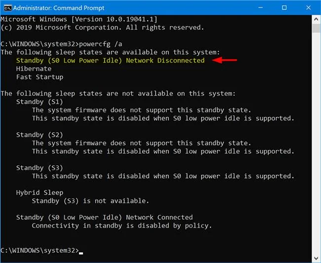 Bagaimana untuk menyemak sama ada Modern Standby disambungkan atau diputuskan sambungan dalam Windows 10