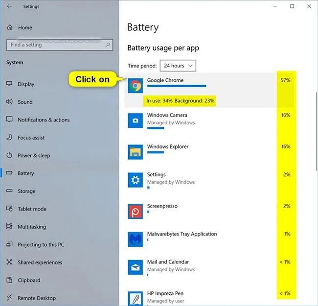 Windows 10'da uygulama başına pil kullanımı nasıl yönetilir?