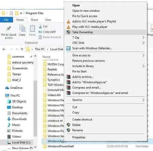 Bagaimana untuk mengakses folder WindowsApps pada Windows 10?