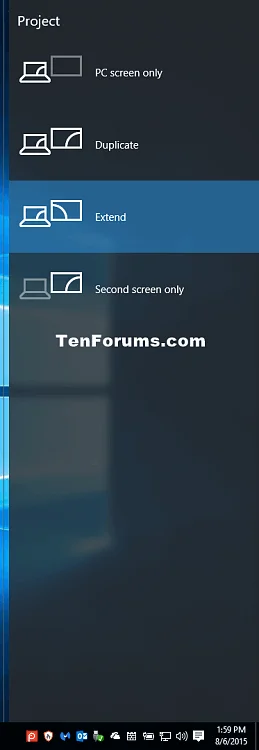 Cara membuat pintasan untuk beralih kepada mod dua skrin pada Windows 10