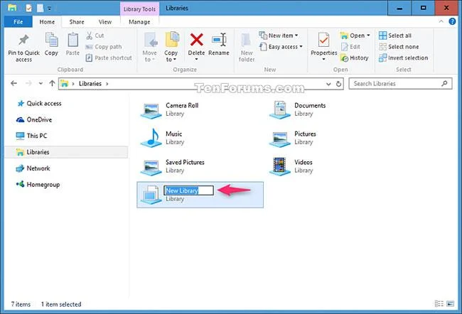 Windows 10'da yeni bir kitaplık nasıl oluşturulur