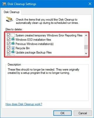 Kosongkan ruang cakera keras secara automatik pada Windows 10 dengan Pembersihan Cakera