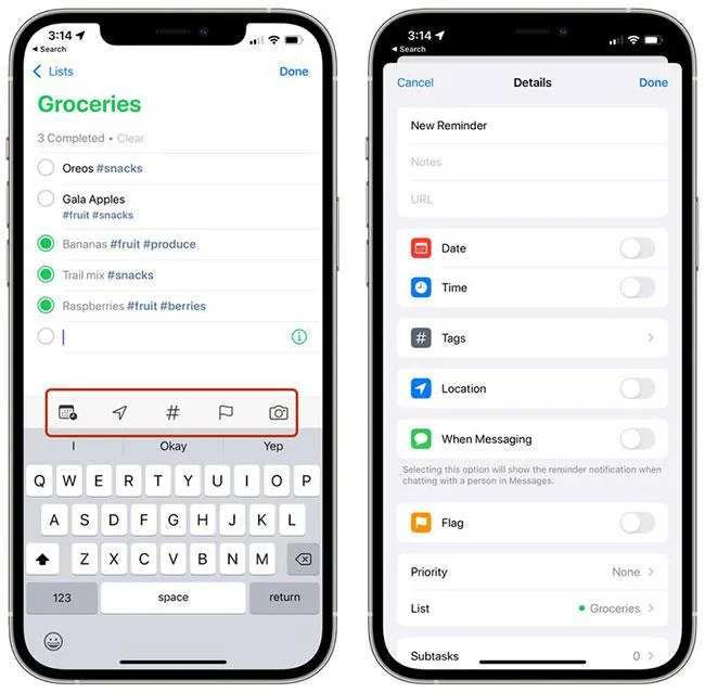 Perkara baharu dalam apl Nota dan Peringatan pada iOS 15
