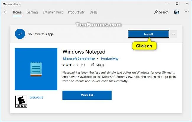 Windows 10'da Not Defteri uygulaması nasıl kurulur/kaldırılır