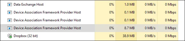 Device Association Framework Provider Hostのプロセス