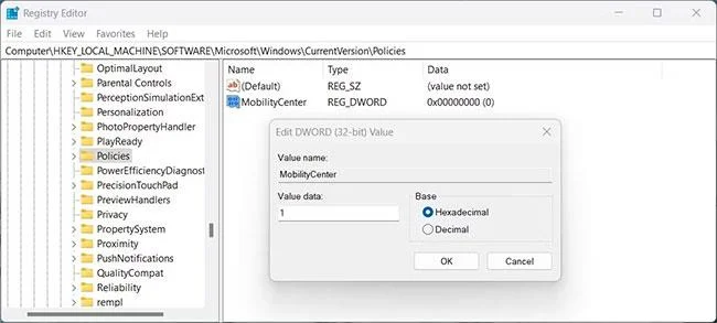 Hoe Windows Mobiliteitscentrum op Windows 11 uit te schakelen