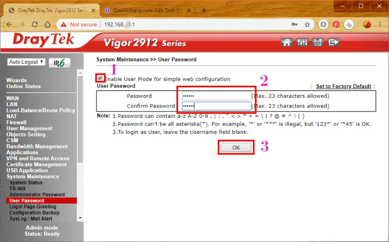 Come cambiare la password di accesso al modem e router Vigor Draytek