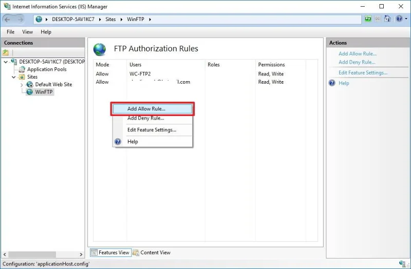 Arahan untuk menyediakan dan mengurus Pelayan FTP pada Windows 10