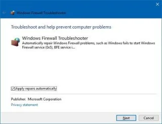 Arahan untuk mengendalikan dan membetulkan masalah firewall dalam Windows 10