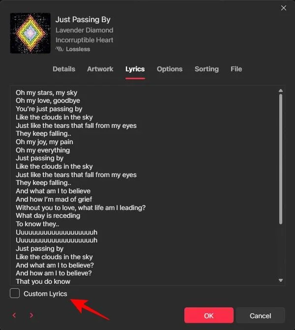 Bagaimana untuk menambah lirik pada Apple Music Windows