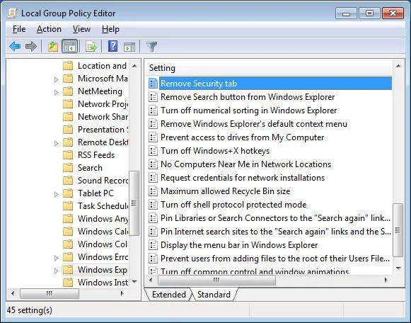 Bagaimana untuk mendayakan/lumpuhkan tab Keselamatan fail dan folder pada Windows?