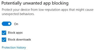 Aktivierung des PUA-Schutzes in Windows 10