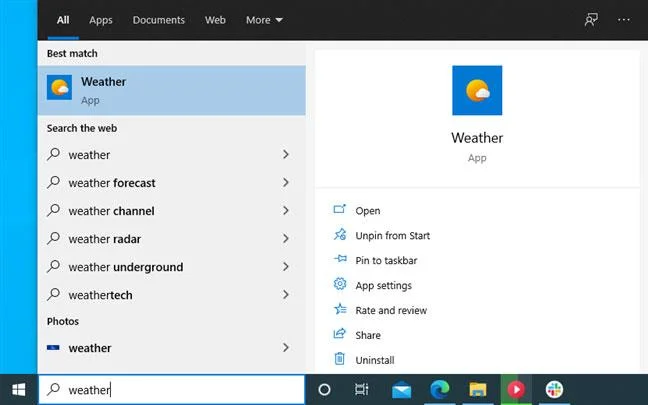 Cara memaparkan suhu dalam °C atau °F dalam apl Cuaca pada Windows 10
