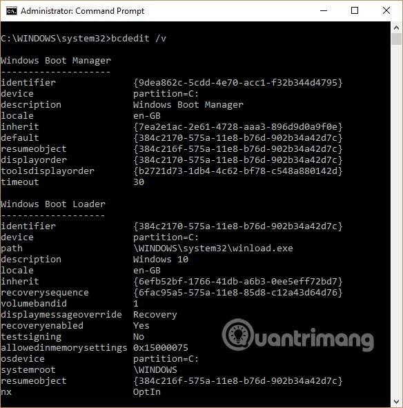 BCDEdit Command Prompt