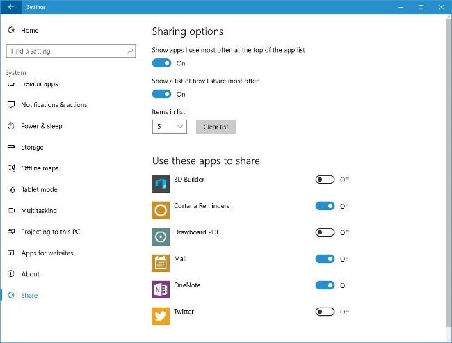 Windows 10 Ayarlar uygulamasında gizli ayarlar sayfasını (Paylaş sayfası) açmak için etkinleştirin