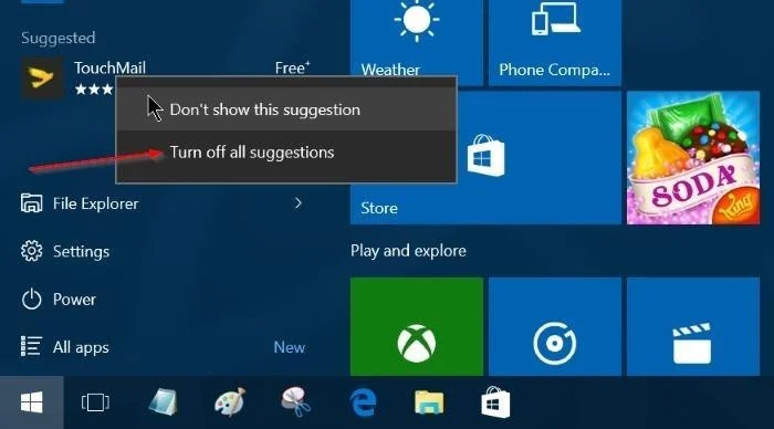 Bagaimana untuk mematikan cadangan muat turun aplikasi pada Menu Mula Windows 10?