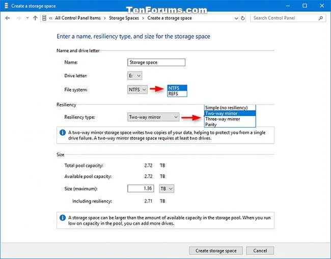 Windows 10'da yeni havuzlar ve depolama alanları nasıl oluşturulur?