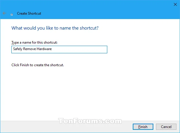 Windows 10 でハードウェアの安全な取り外しのショートカットを作成する