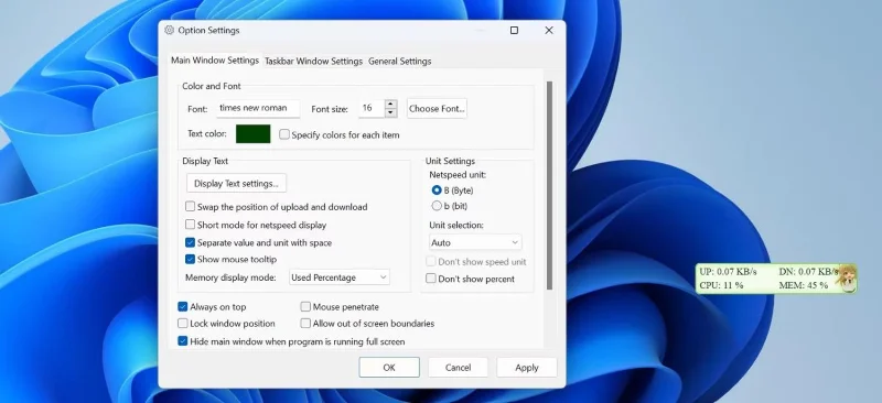 Bagaimana untuk memaparkan kelajuan Internet pada Bar Tugas Windows