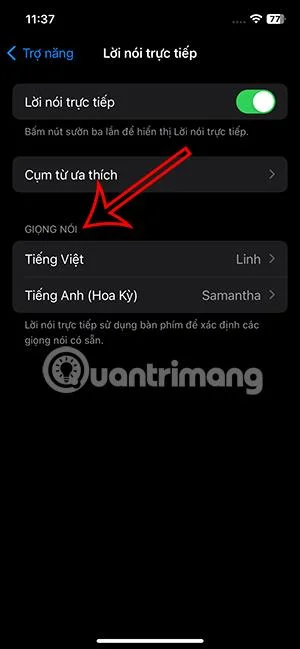 Arahan untuk menggunakan Live Speech untuk memanggil FaceTime