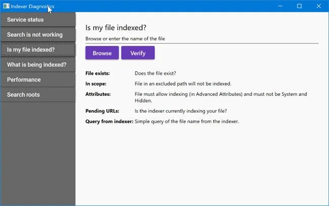 Windows 10 için Dizin Oluşturucu Tanı Aracını İndirin