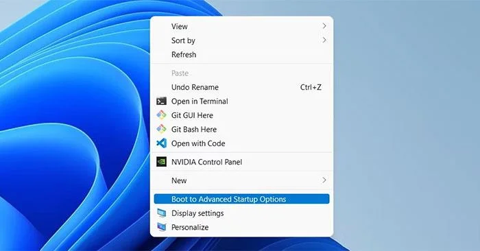 Windows içerik menüsüne “Gelişmiş Başlangıç ​​Seçeneklerine Önyükleme” nasıl eklenir