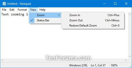 Comment modifier le niveau de zoom du texte dans le Bloc-notes Windows 10