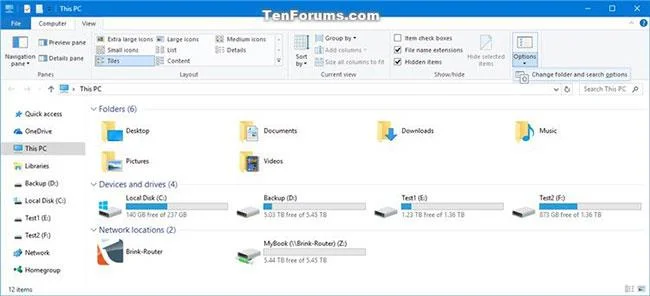 Windows 10'da Önbellek Klasör Seçenekleri ve Dosya Gezgini Seçenekleri
