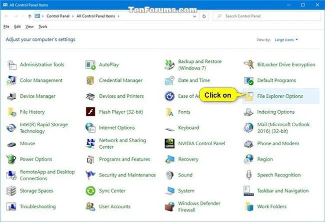 Windows 10'da Önbellek Klasör Seçenekleri ve Dosya Gezgini Seçenekleri