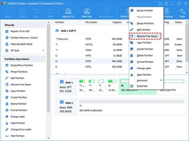 Windows 10'da boş alan bir bölümden diğerine nasıl aktarılır