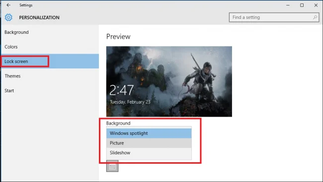 Arahan untuk mematikan iklan pada Skrin Kunci Windows 10
