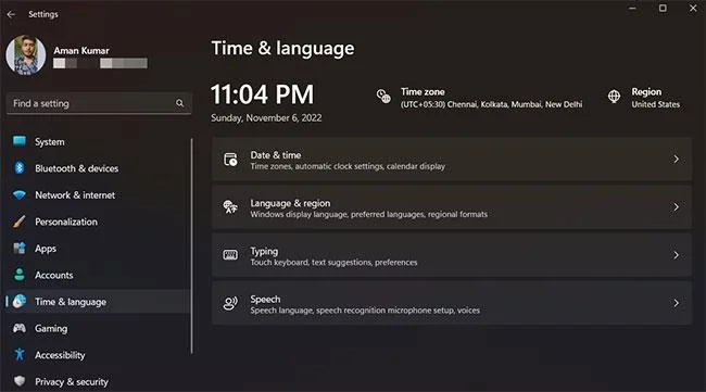 Zeit- und Spracheinstellungen in Windows 11