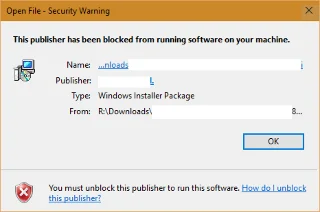 Fix Deze uitgever is geblokkeerd voor het uitvoeren van software op uw computer-fout op Windows 10