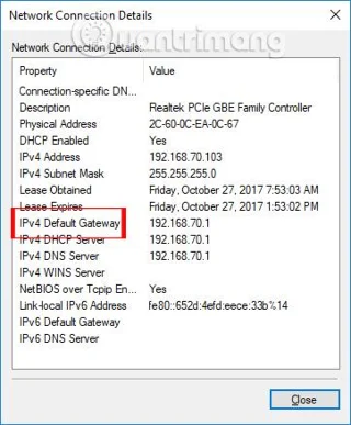 Cara untuk mencari alamat IP Penghala pada Windows 10