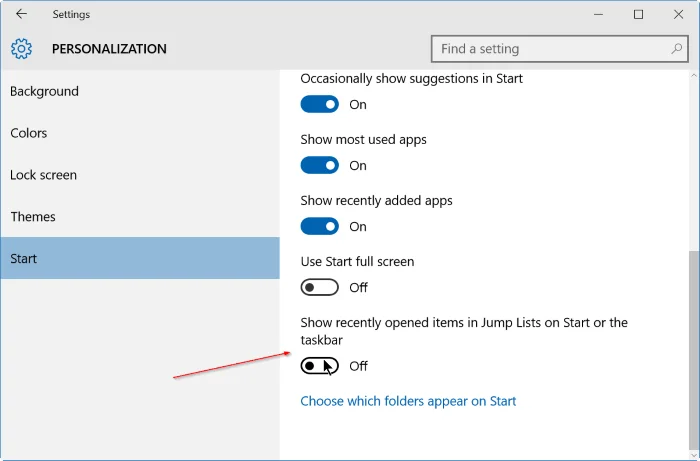 Windows 10 でジャンプ リストの履歴を削除する手順