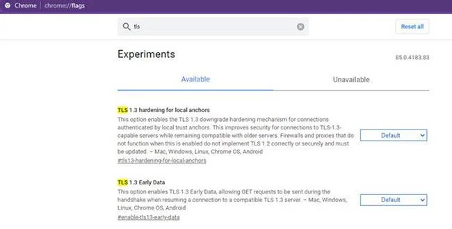 Abilitare TLS nel browser Chrome