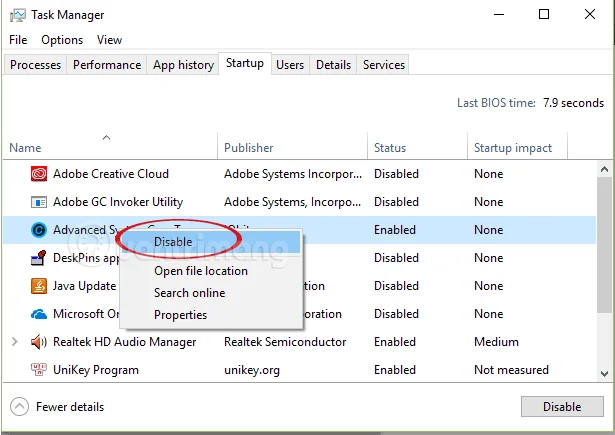Windows 10 のシステムで起動するプログラムをオフにする
