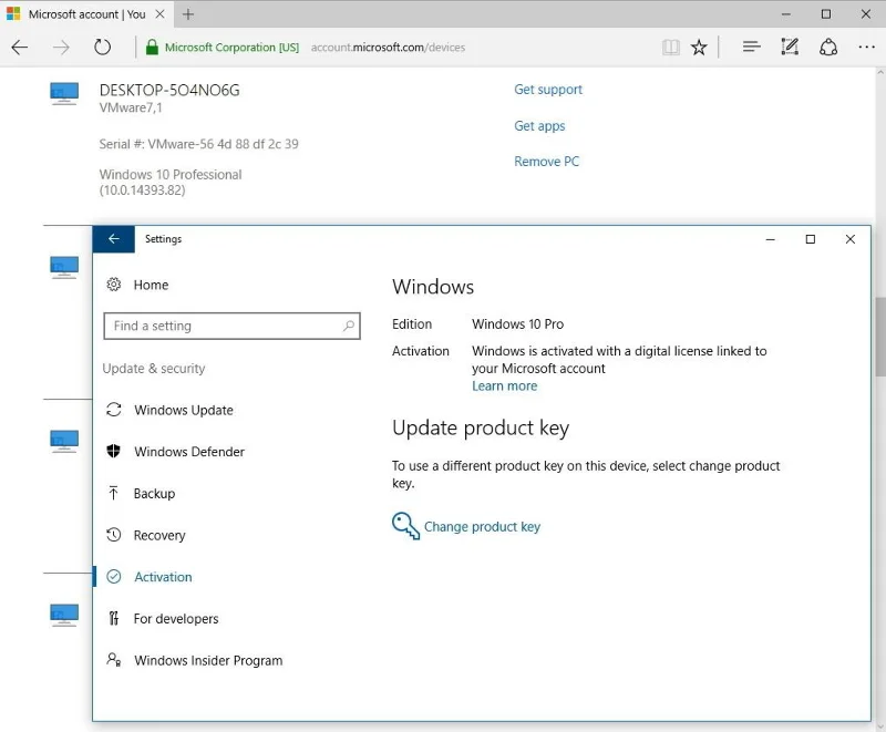 Инструкции по привязке ключа продукта Windows 10 к учетной записи Microsoft