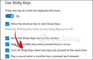 Windows'ta Yapışkan Tuşları açma/kapatma talimatları