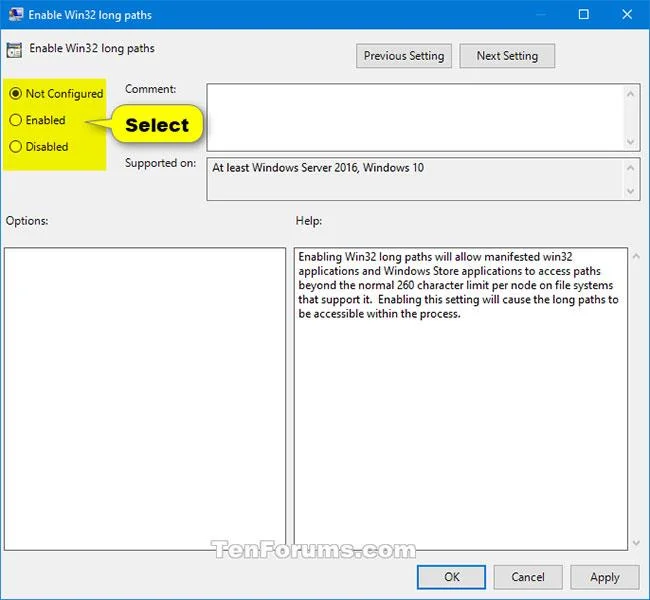 So aktivieren/deaktivieren Sie die Richtlinie „Win32-Lange Pfade aktivieren“ in Windows 10