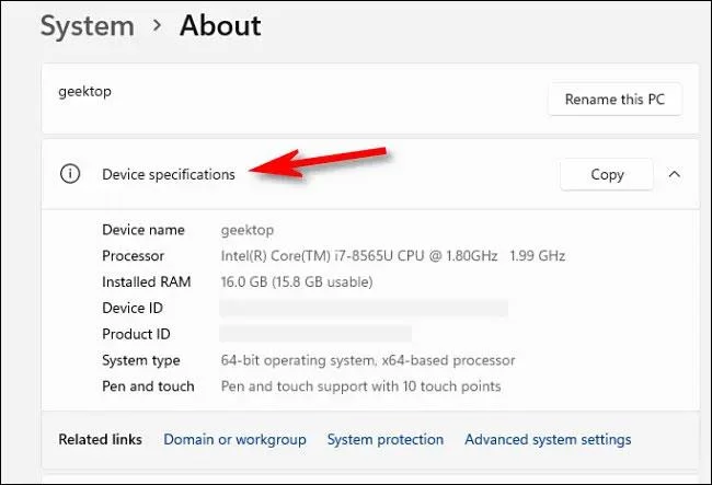 PC-specificaties controleren op Windows 11