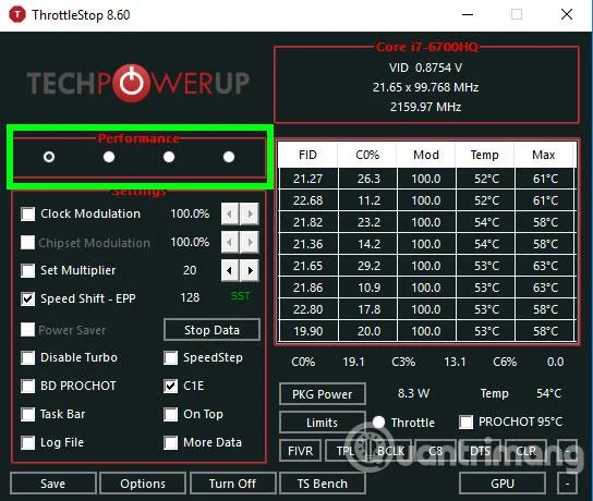 Arahan undervolt mengurangkan suhu CPU