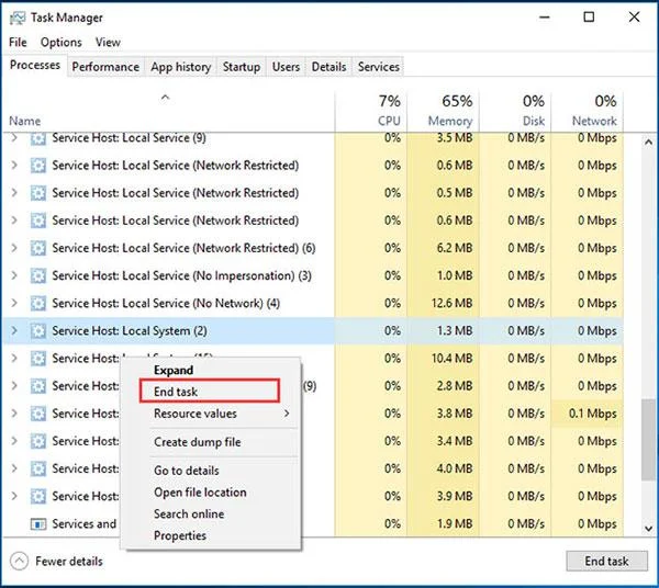 Windows 10'da çok fazla CPU kullanan Hizmet Ana Bilgisayarı Yerel Sistemini Düzeltme
