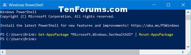 Windows 10'da Windows Güvenliği uygulaması nasıl sıfırlanır