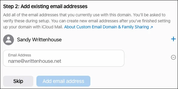 Arahan untuk menyediakan domain e-mel tersuai pada iCloud