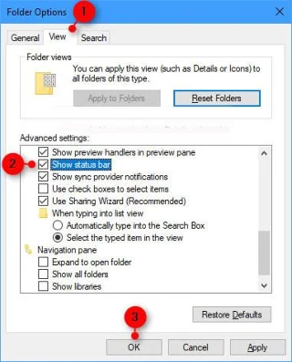 Bagaimana untuk menyembunyikan/menunjukkan bar status dalam File Explorer pada Windows 10