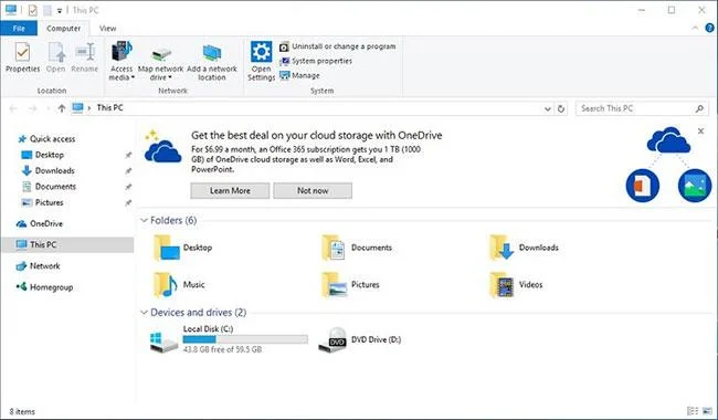 Windows 10のエクスプローラーでベンダー通知を非表示/表示する方法
