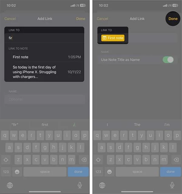 iPhoneでメモをリンクする方法