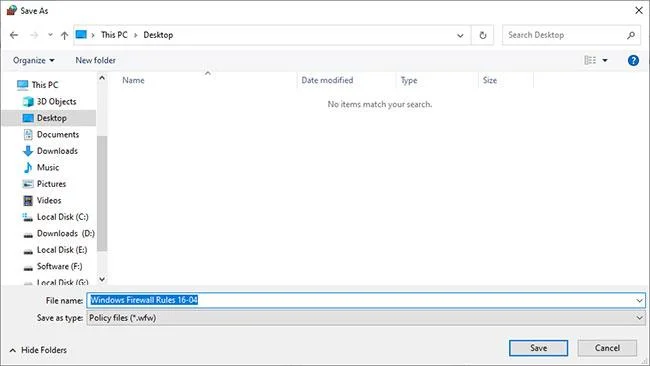 Cara mengeksport atau menyandarkan peraturan Windows Firewall