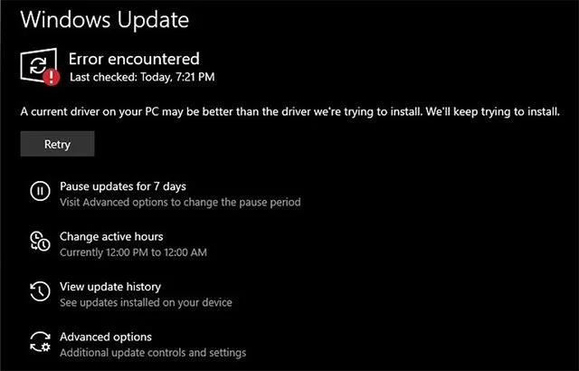 Windows Update'te yinelenen eski sürücüleri yükleme hatasını düzeltin